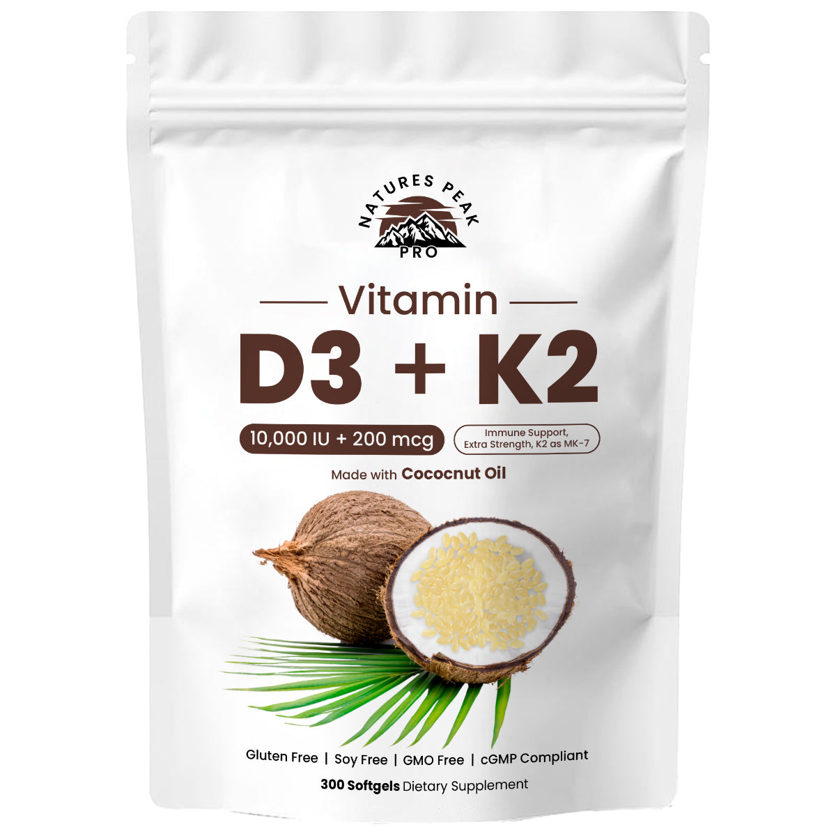 Natures Peak Pro D3+K2 Coconut Oil Softgels